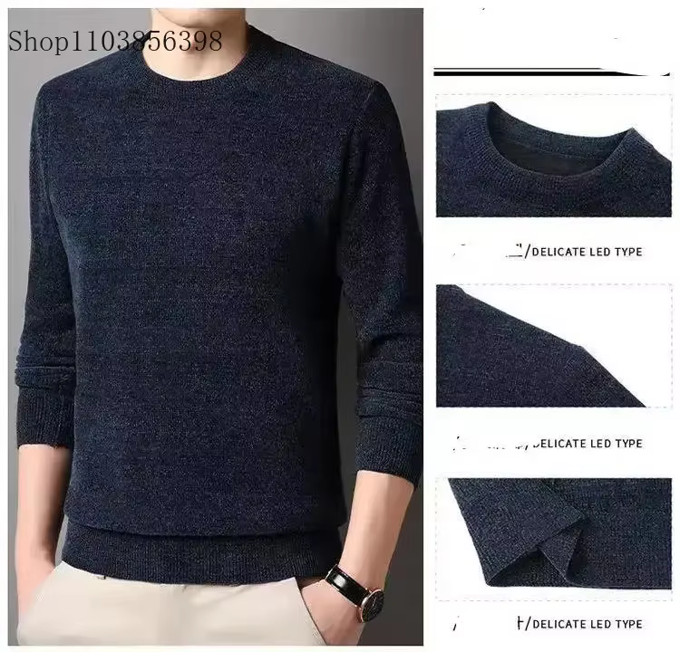 Pull homme laine chaud pulls col rond tricot hiver Fit hauts mâle épais tricots hommes pulls chemise à bascule grande taille 4XL 3XL