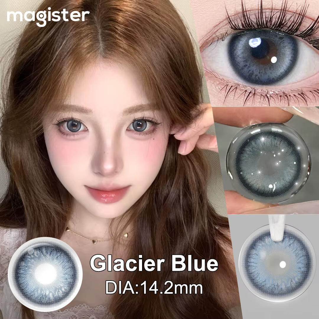 MAGISTER Série Bleue Lentilles de Contact Colorées Iris Bioniques pour des Yeux Plus Expressifs Adaptées au Maquillage Coréen 14.2-14.5mm 6 Mois