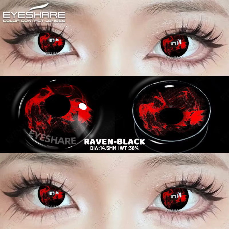 EYESHARE 2 pièces Halloween Cosplay fou blanc lentilles de Contact pour les yeux de démon Anime couleur lentille rouge