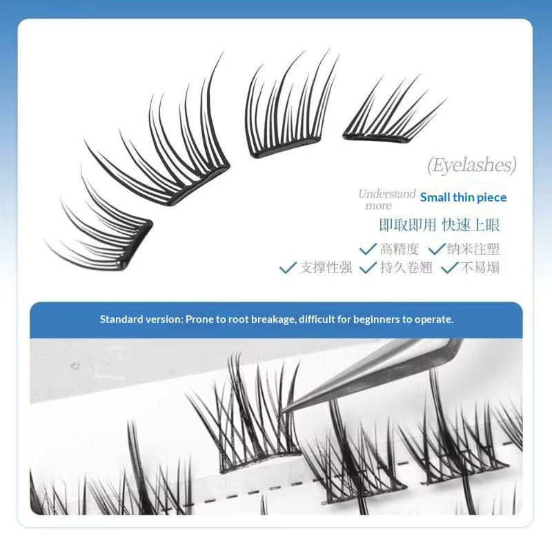 Extensions de cils individuels en grappe, style Manga Fox Eye, volumineuses, épaisses, coniques, segmentées, pour un effet de volume et d'agrandissement des yeux