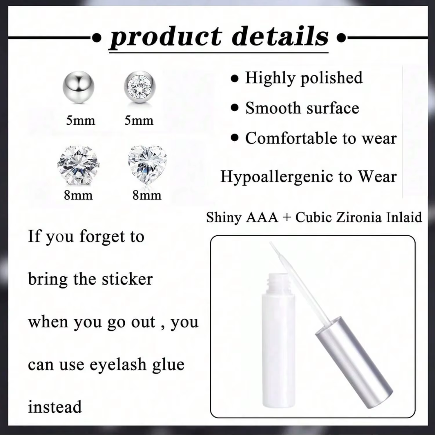 23 pièces/ensemble de bijoux non-percés : faux anneaux pour sourcils, faux anneaux pour lèvres, faux clous d'oreilles, faux anneaux de nombril, faux piercings