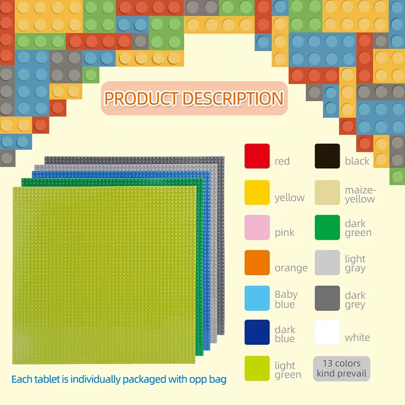 Plaques de base classiques 32x32, 16x32, 16x16 points – Briques de construction, plaques de base DIY en plastique, jouet de construction