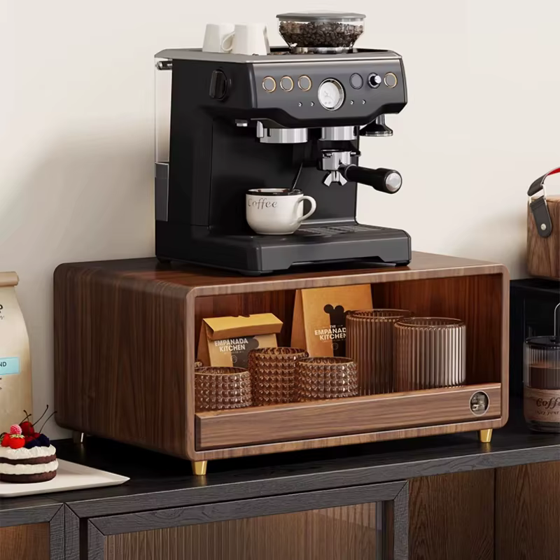 Meuble de rangement moderne en bois massif pour machine à café, support de comptoir, armoire de rangement pour tasses, meuble de cuisine, table à manger, support pour four à micro-ondes