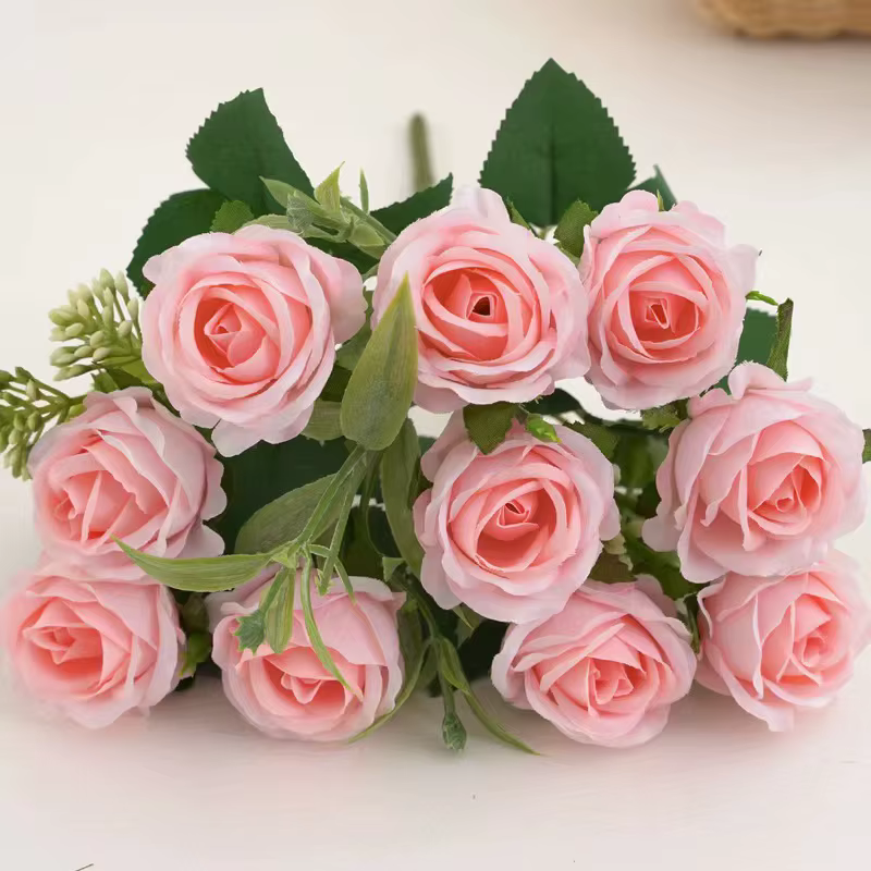 10 têtes Rose Bouquet fleurs artificielles Western Rose décoration de mariage 6 couleurs pivoines fausses fleurs fleurs artificielles