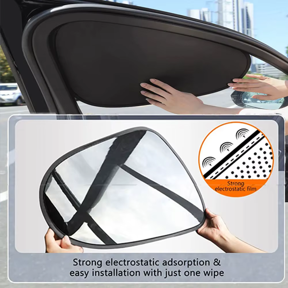 Pare-soleil électrostatique pour fenêtre latérale de voiture, rideaux pare-soleil à 4 couches, Anti-éblouissement, bloqueur UV, bloqueur interne automatique 99.9% UV, nouvelle collection