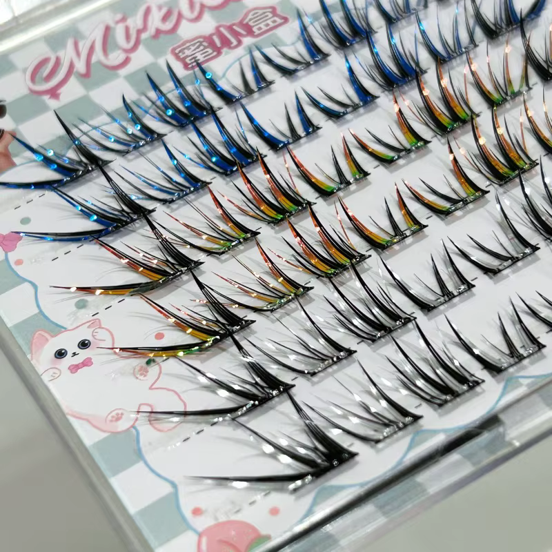 Cils Manga Colorés Inclinés Mixiaohe avec Queue Relevée et Allongée