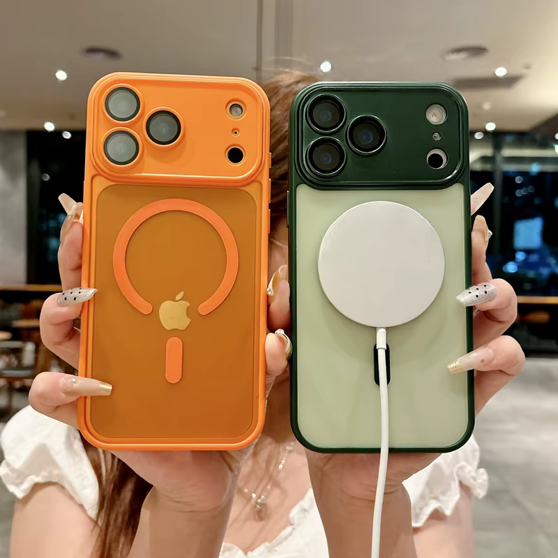 Nouveau Orange 17 pro max coque de téléphone pour iPhone 17 AIR 17 PRO Max magnétique translucide mat caméra Film de verre protéger Magsafe couverture