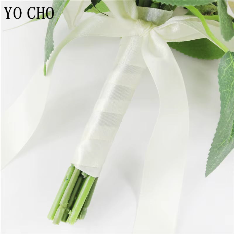 Bouquets de demoiselles d'honneur de mariée avec nœud papillon, Roses ivoire, Bouquet de fleurs en soie pour la saint-valentin, mariage, photographie de mariée