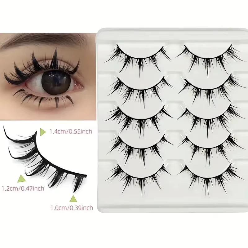 5 paires de faux cils de style anime