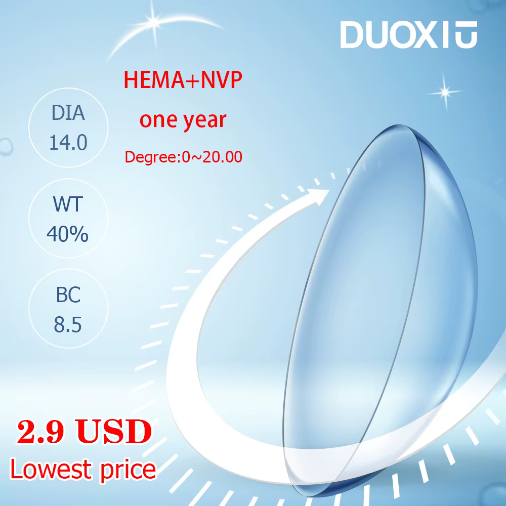 DUOXIU 1 paire de lentilles de contact transparentes pour les yeux myopie Prescription