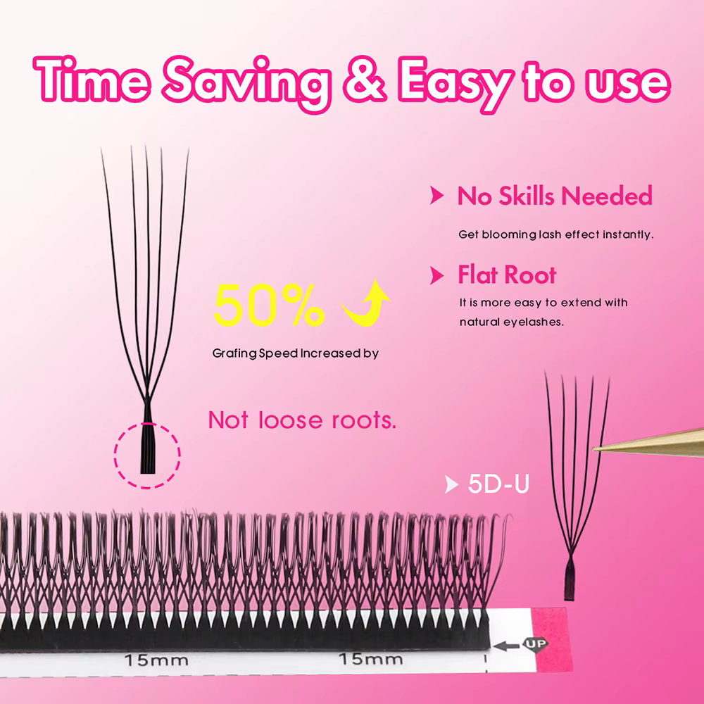 Cils faux MASSCAKU C/D en forme de U 3D/4D/5D/6D/8D/10D Mix 8-15MM