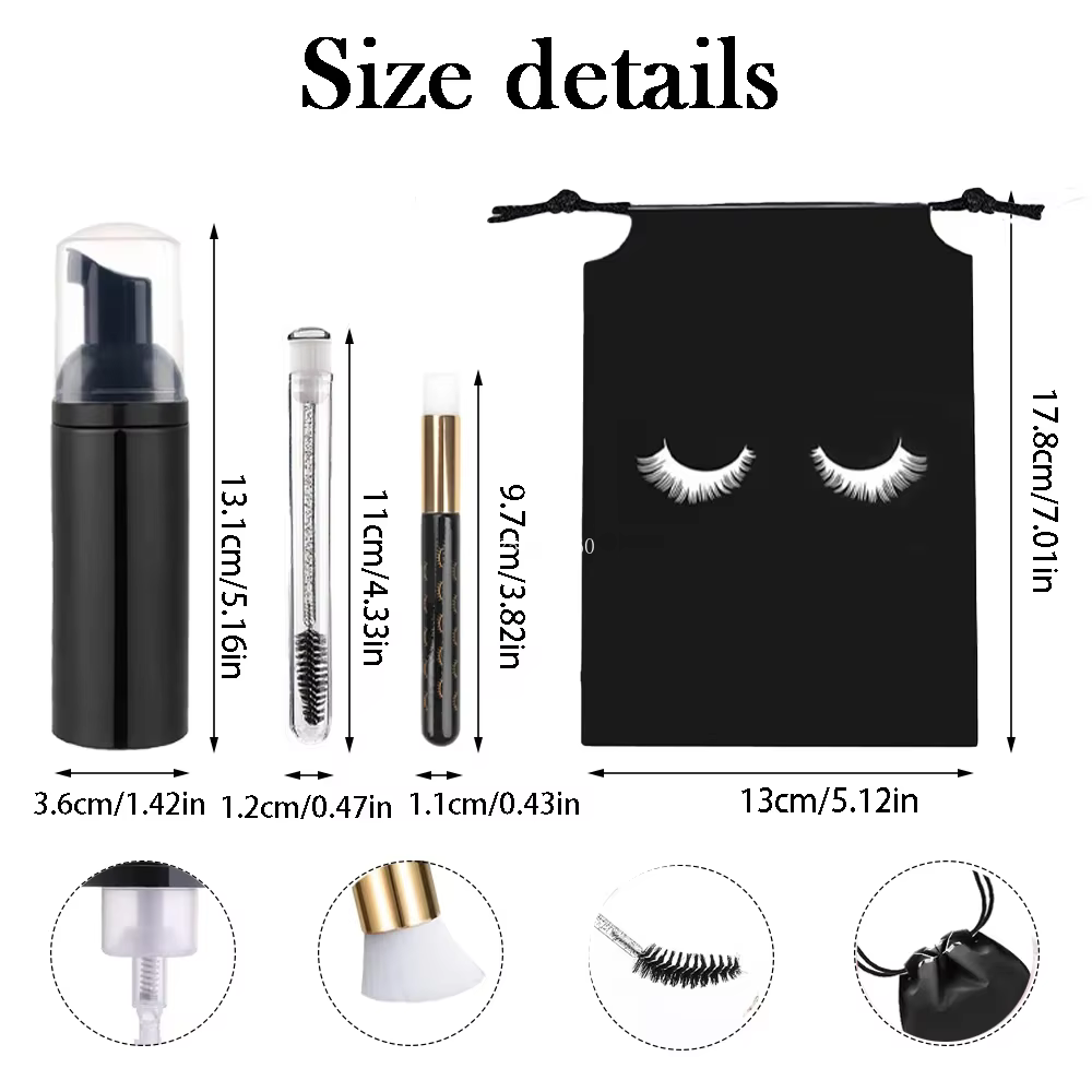 50/25 pièces dissolvant d'extension de cils avec ensemble de brosses à Mousse nettoyage