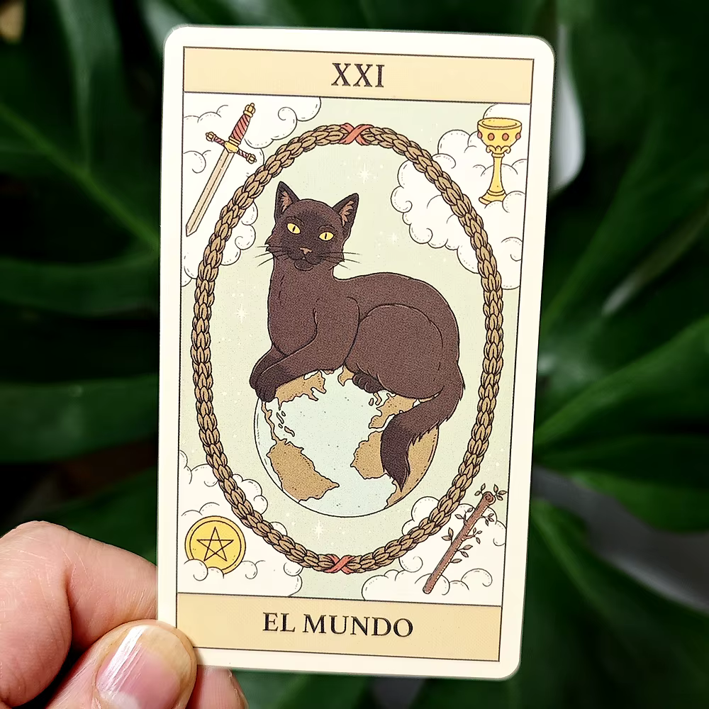 Les chats regulan le Tarot terrestre, jeu de 78 cartes, 10.3x6cm, pour l'édition espagnole Feline-Obsessed