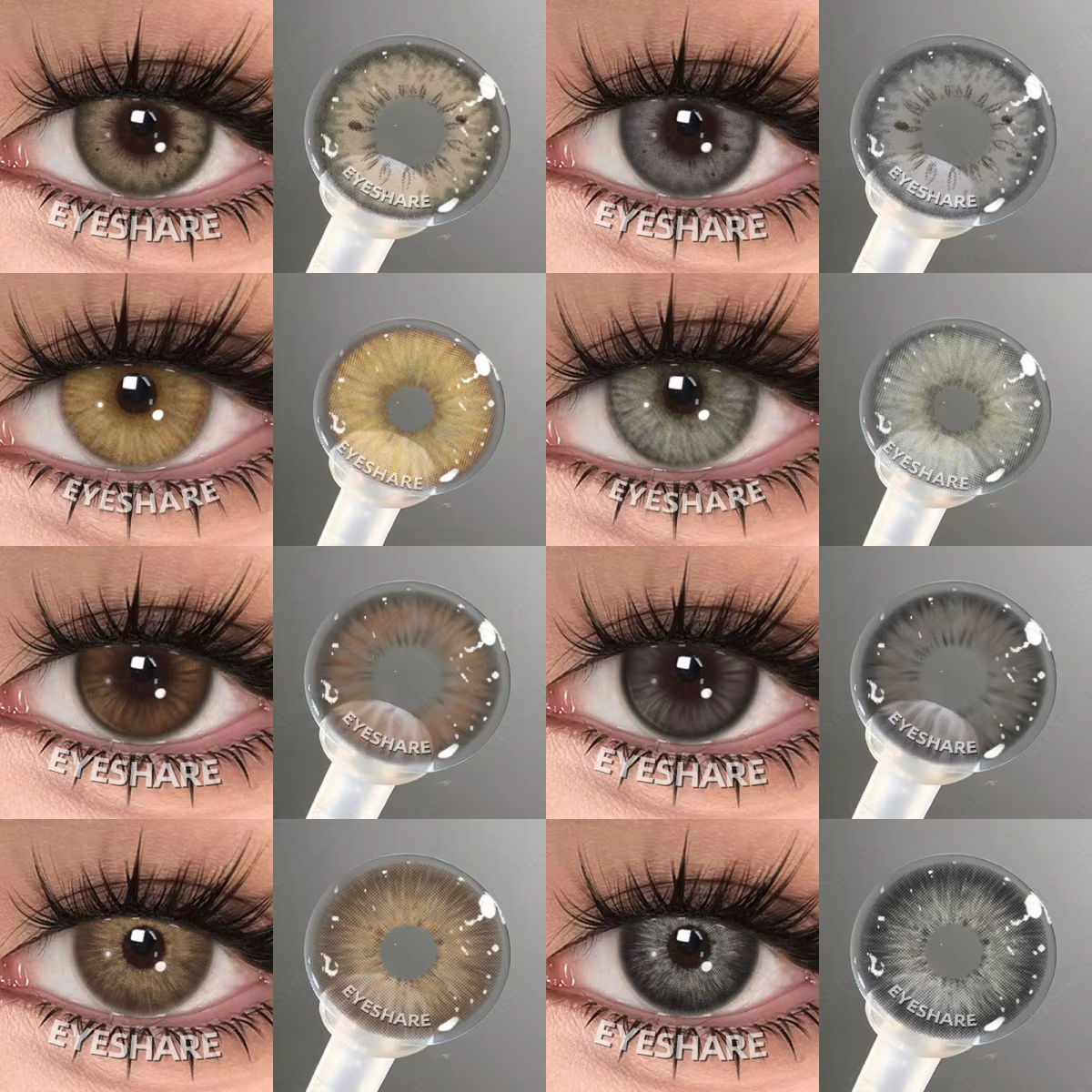 EYESHARE Lentilles de contact colorées populaires gris brun naturel