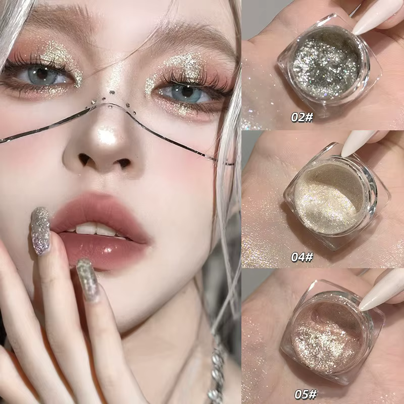 Pots de fard à paupières en Gel liquide à paillettes éblouissantes
