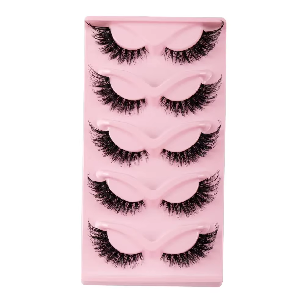 5 paires de faux cils œil de chat, cils naturels longs style manga, cils ailés allongés, faux cils pour maquillage