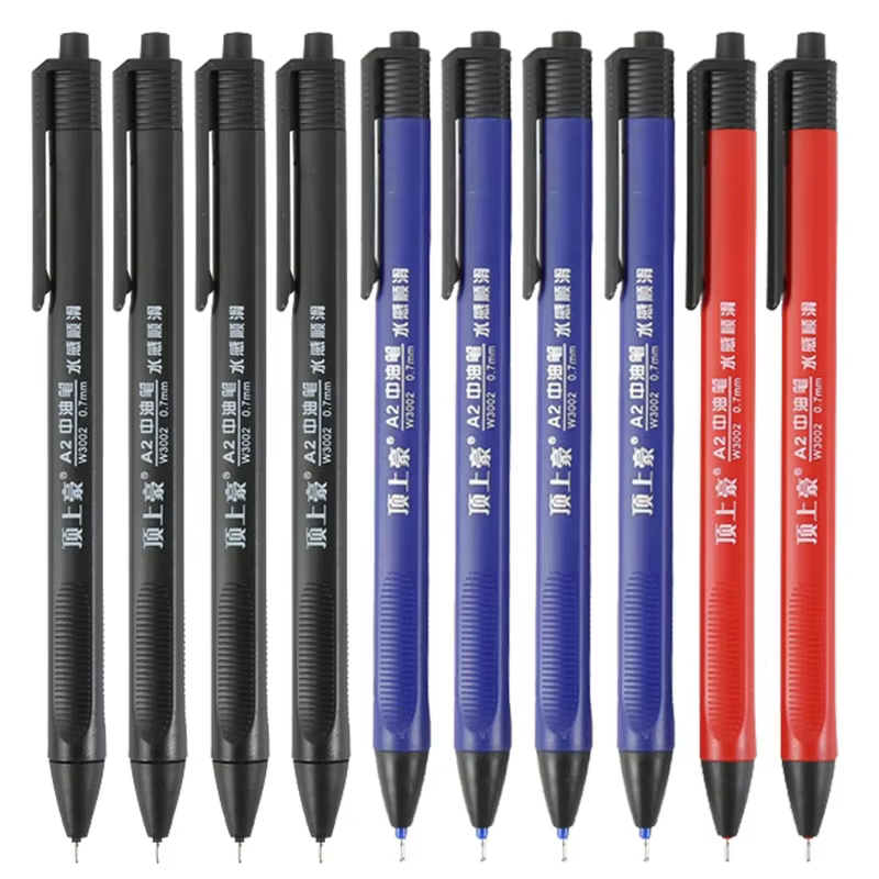Paquet de 10 stylos à bille rétractables, stylos à bille noirs/bleu/rouges, pointe moyenne 0.7mm pour une écriture fluide, fournitures de bureau