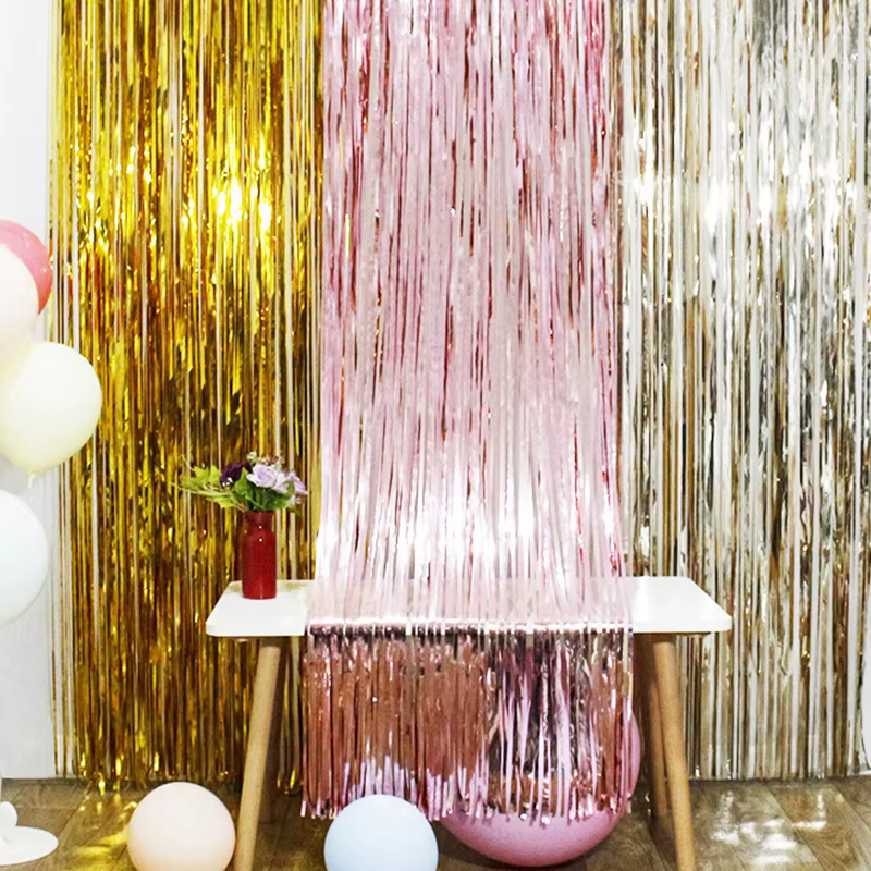 Rideau mural à franges en aluminium, 2/3M, décoration de fête de mariage, à paillettes, pour enterrement de vie de jeune fille, rideau mural d'anniversaire, réception-cadeau pour bébé