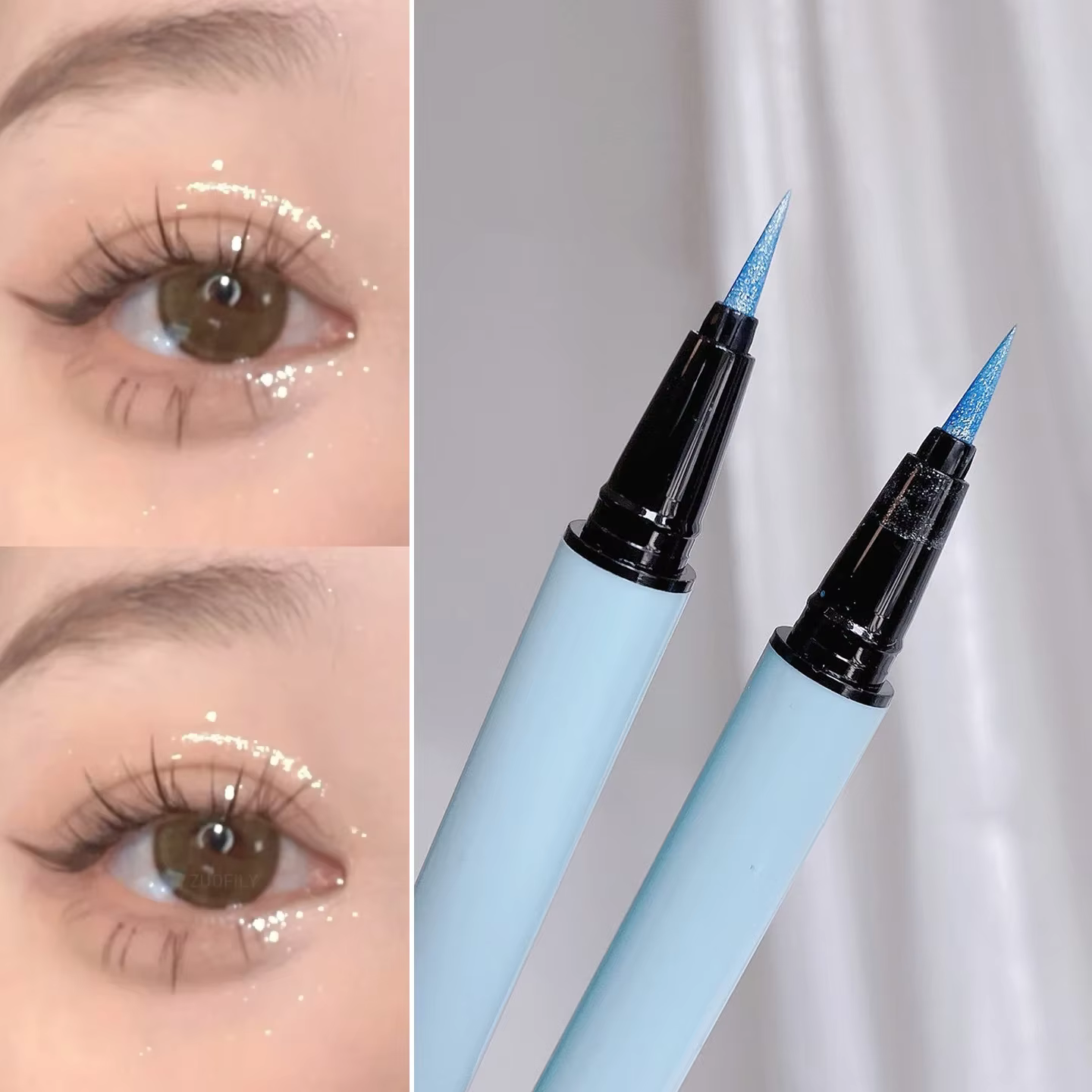Stylo ver à soie couché à paillettes