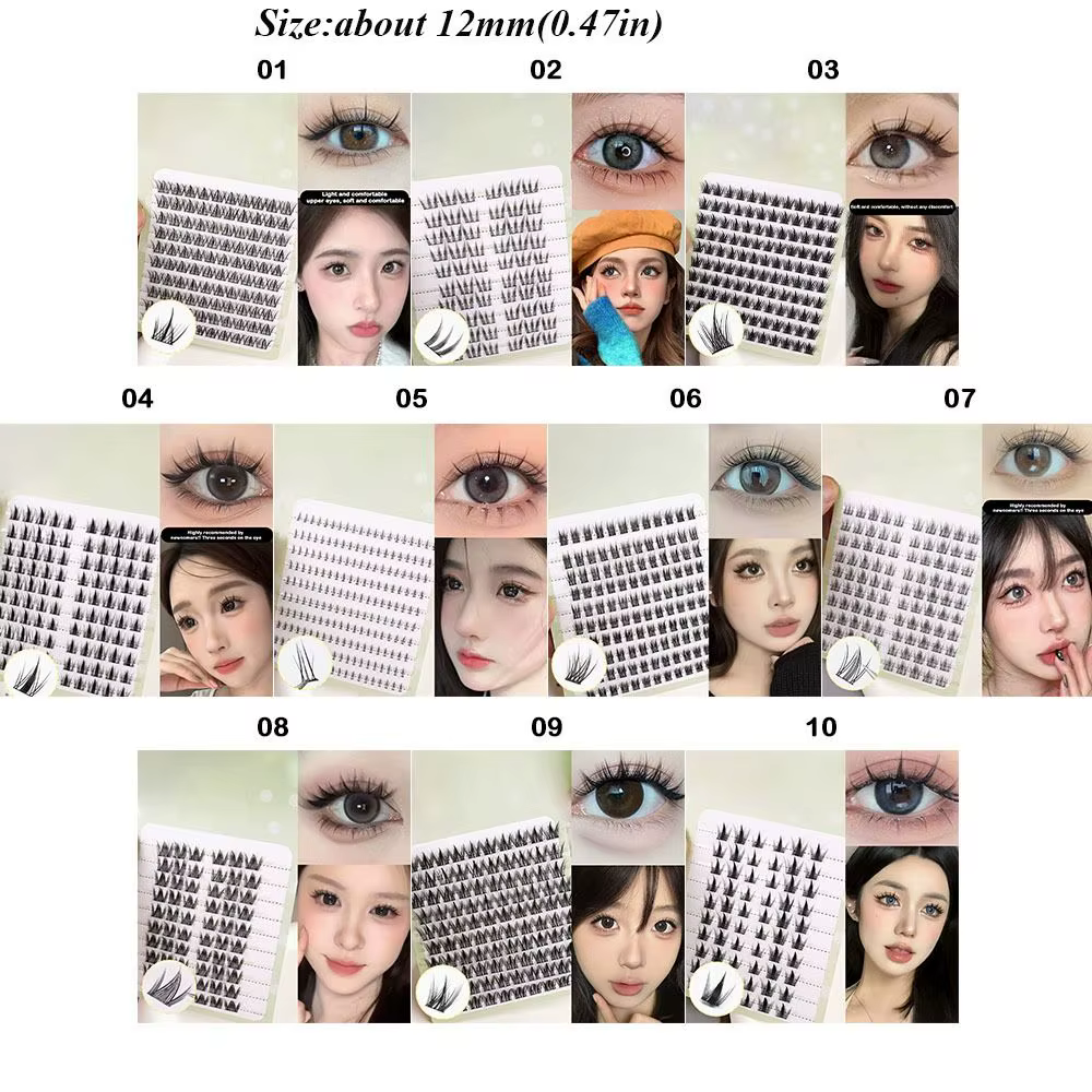 Nouveau Bricolage faux cils 10 rangées renard moelleux Anime