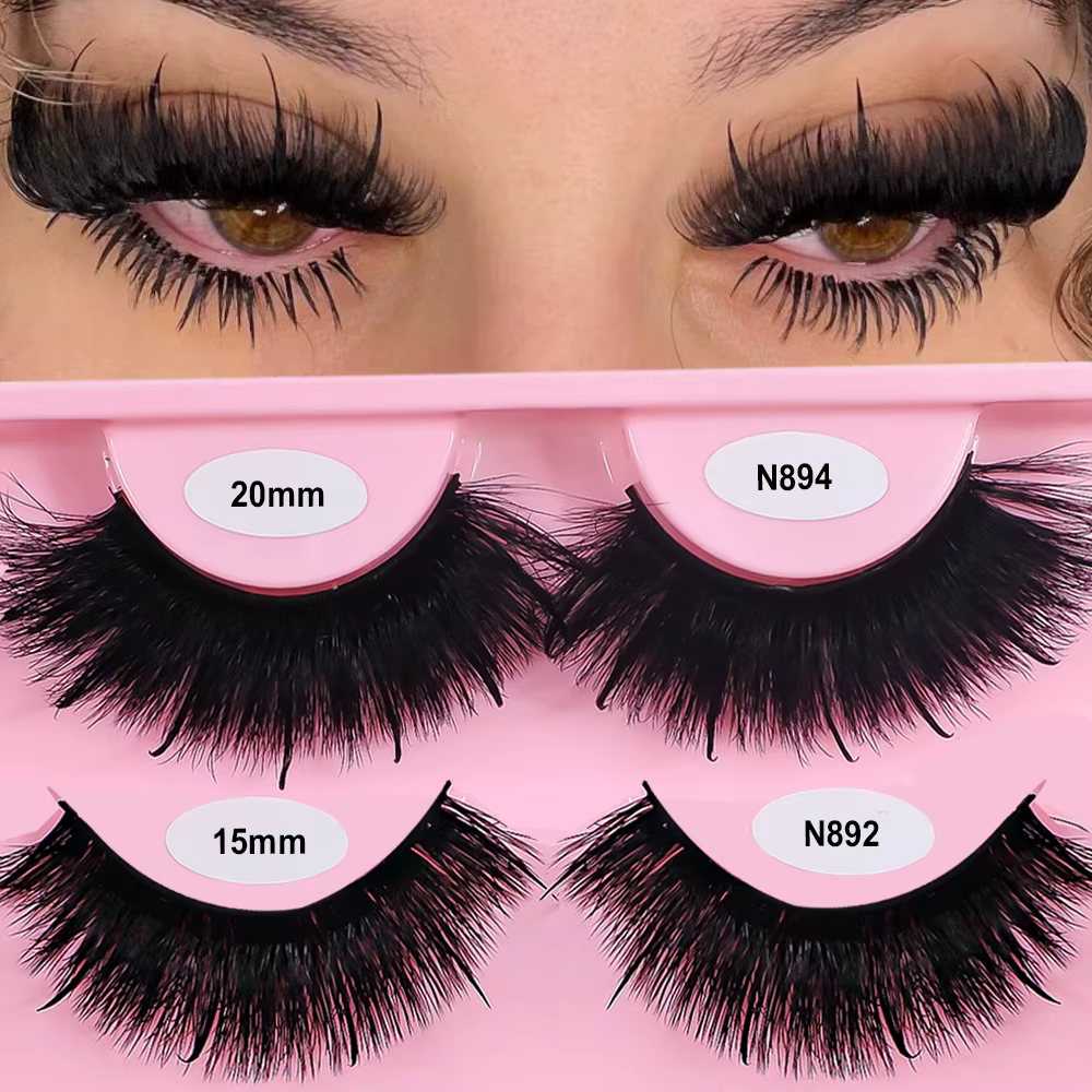 REDSIREN Faux cils en vison pointes vaporeux épais naturel pleine bande