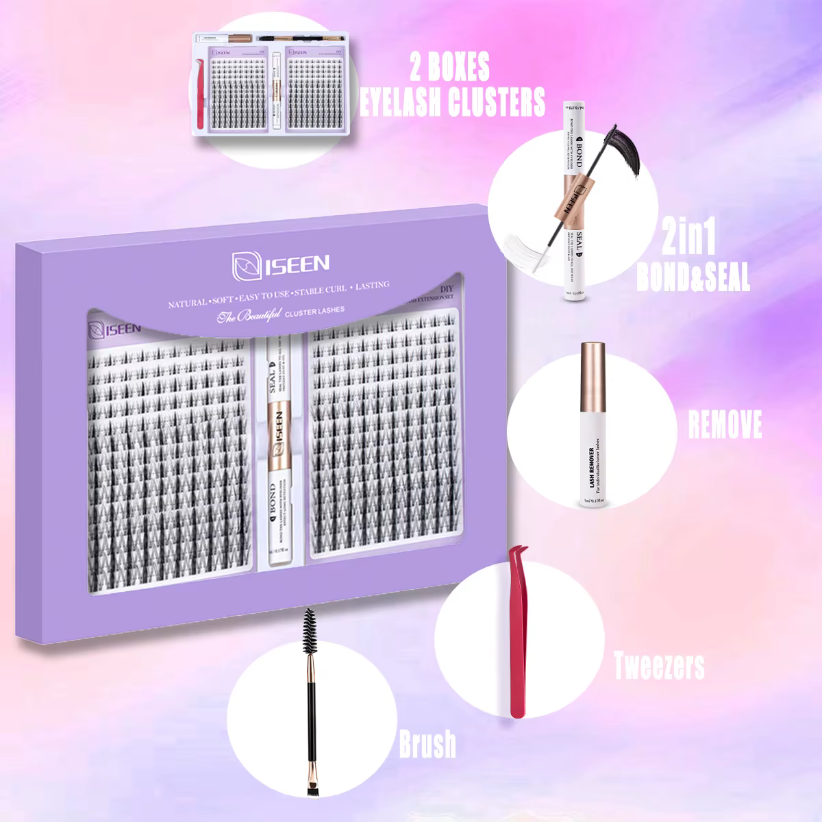 ISEEN bricolage Kit d'extension de cils grappe mélange