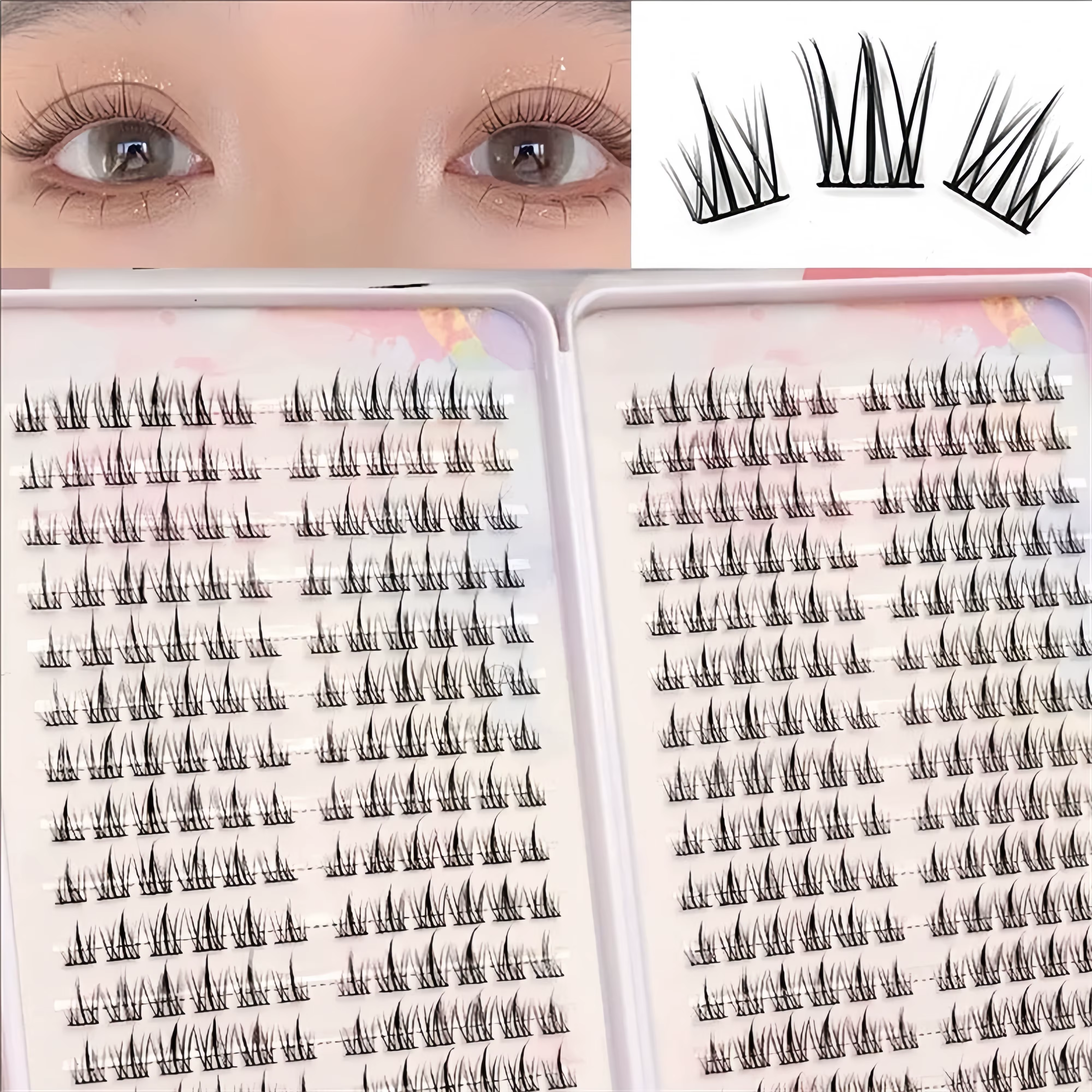 288 grandes cils avec œil de chat pointu C-Curl 10-14Mm