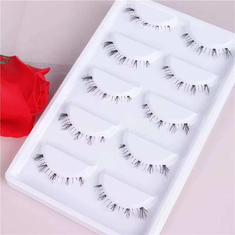 5 paires de cils inférieurs Pack 8 Styles différents sous les cils cils inférieurs doux 100% cils inférieurs à bande transparente faits à la main nouveau