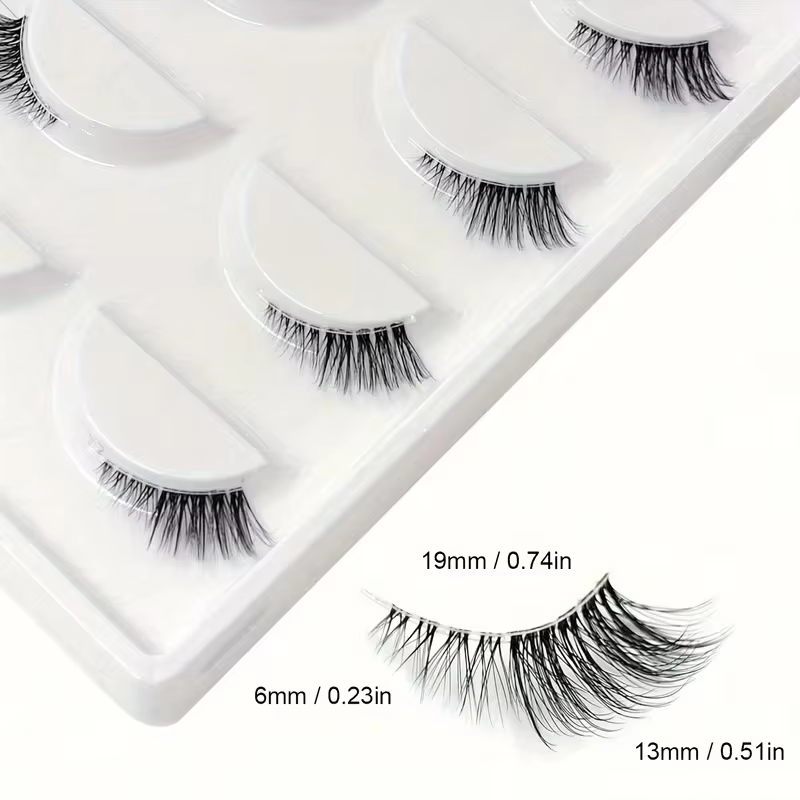 5 paires de demi-cils bouclés à l'aspect naturel - Ajoutez du volume et de la définition à vos yeux pour les rendez-vous