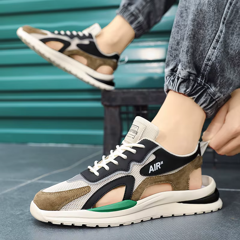 Chaussures respirantes en maille pour hommes, sandales creuses, pantoufles de plage, confortables, non ald chimilé, baskets décontractées, neuves