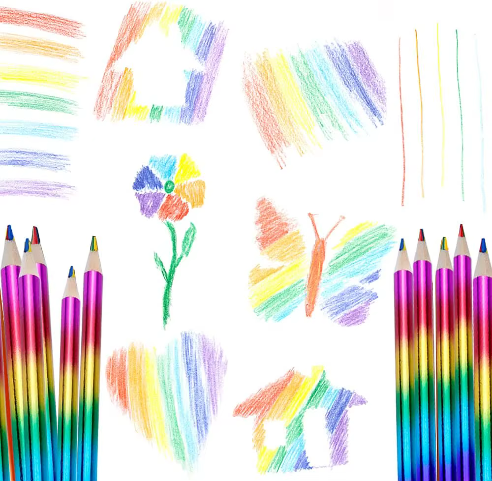 10 crayons de couleur arc-en-ciel, crayon 4 couleurs en 1. Convient aux écoles, étudiants, croquis, gribouillage, coloriage, peinture.