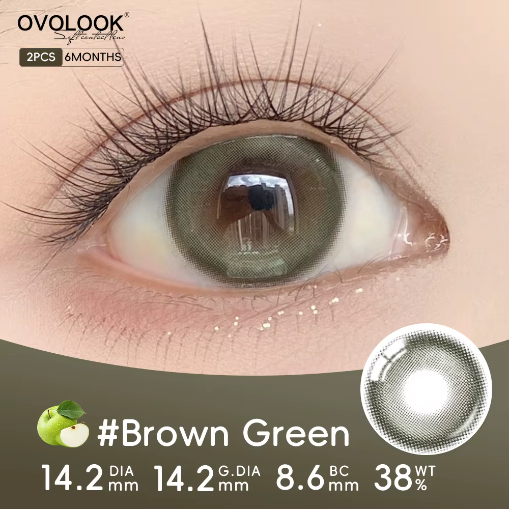 Lentilles de contact colorées de la série Cosplay vert OVOLOOK-1Pair pour les yeux avec les délinquants Cosmétiques Pupilles Eye document Lentille Myopie