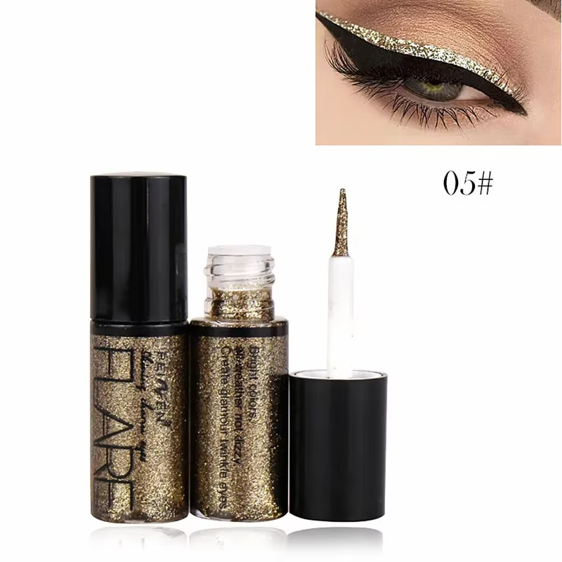 Professionnel nouveau brillant Eye Liners cosmétiques pour femmes Pigment argent Rose or couleur liquide paillettes Eyeliner maquillage beauté
