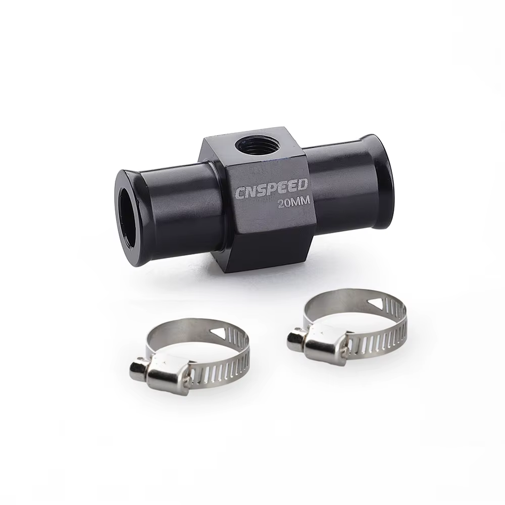 Adaptateur de raccord de tuyau de liquide de refroidissement noir pour capteur de température d'eau 1/8NPT 18mm 20mm 22mm 24mm