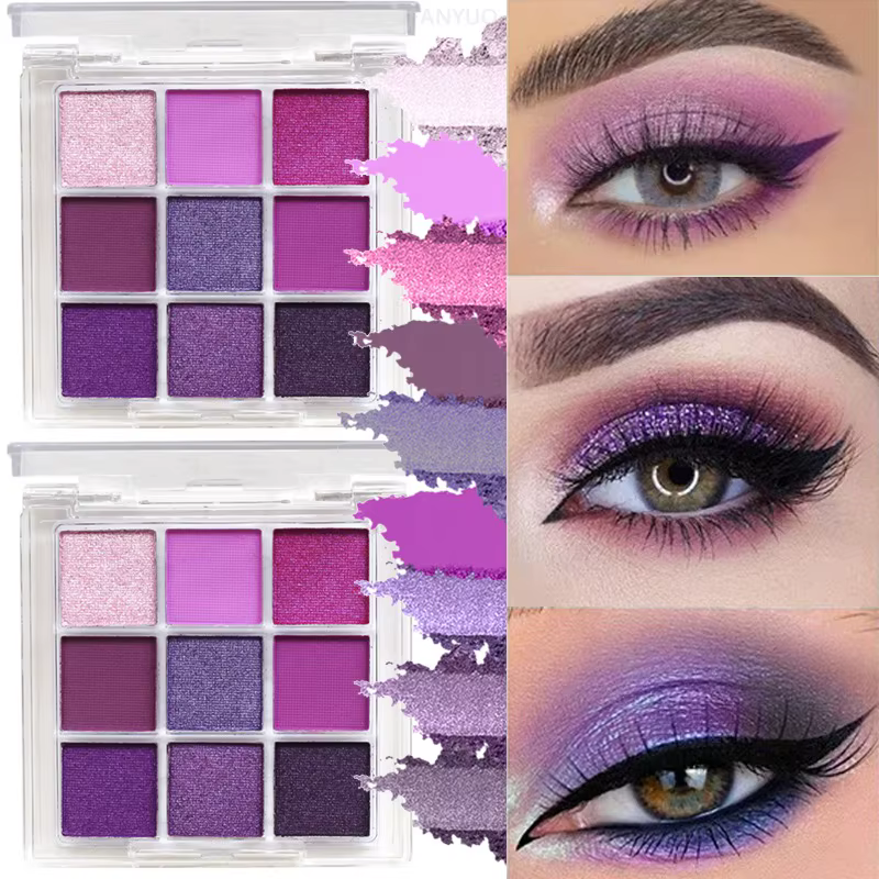 Palette de fards à paupières à paillettes violettes