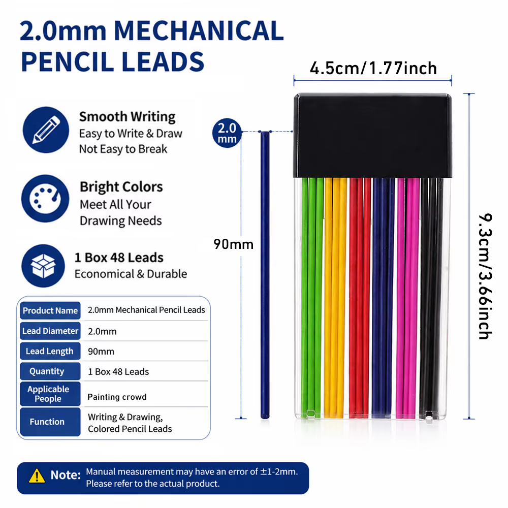 Ensemble de crayons mécaniques professionnels de 2.0mm avec 1 boîte de mines, crayon automatique pour croquis, peinture, fournitures de papeterie pour le bureau
