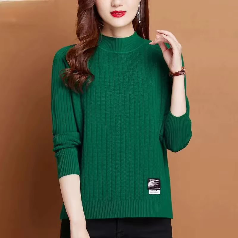 Bas petit haut femme manteau 2026 automne hiver nouveau pull de haute qualité col mi-haut pull tricots femmes hauts à la mode