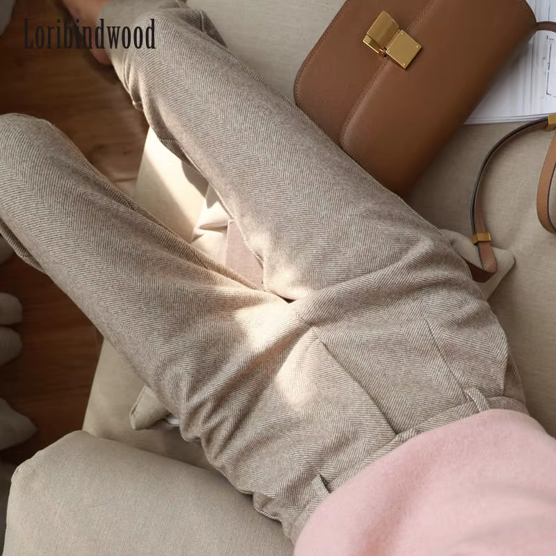 Pantalon sarouel en laine pour femme, pantalon crayon, 2023
