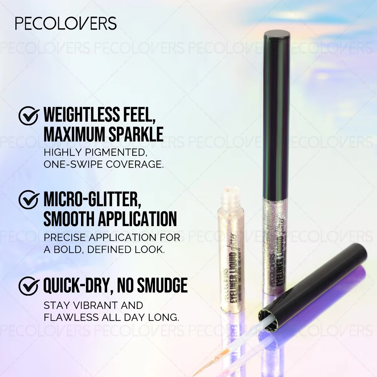 1PC Eyeliner bleu ciel avec des couleurs nacrées éblouissantes et des effets scintillants