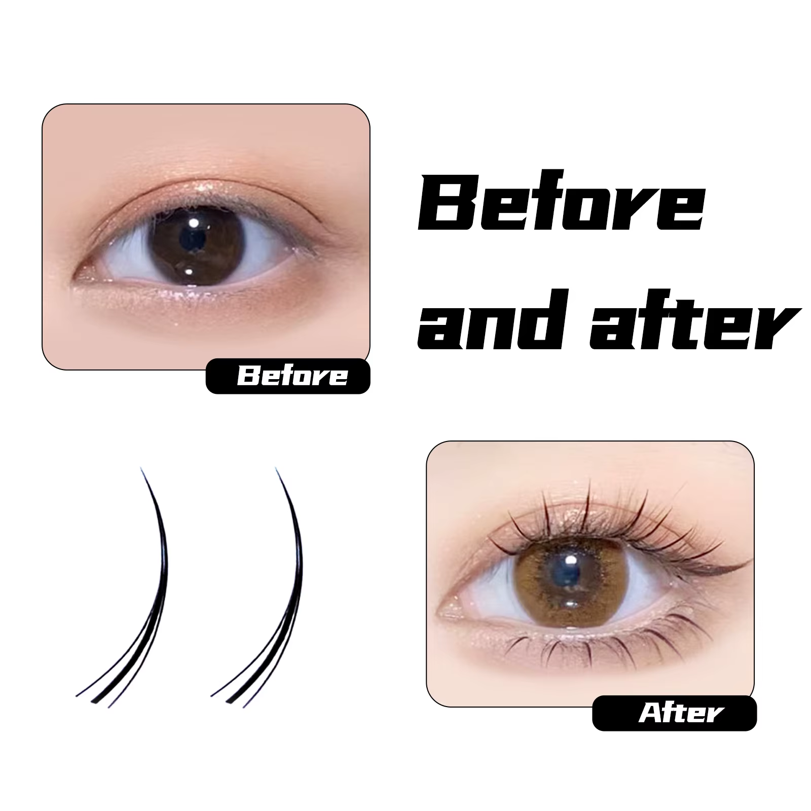 Cils greffés en forme de M de type