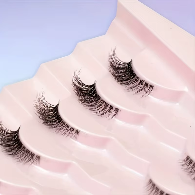 7 paires de faux cils transparents secs
