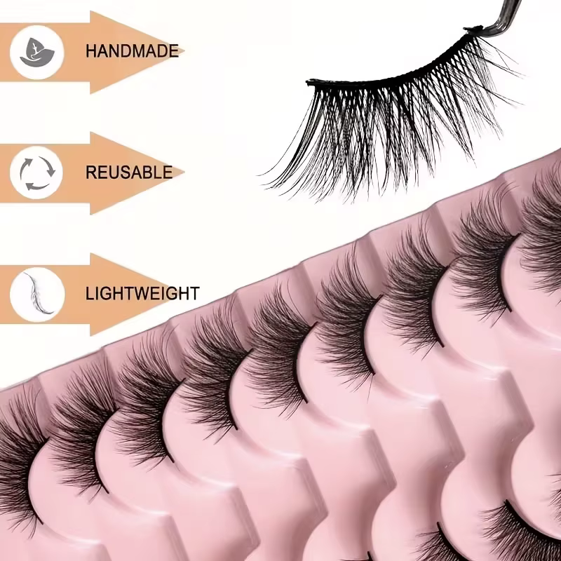 10 paires de cils épais effet œil de chat