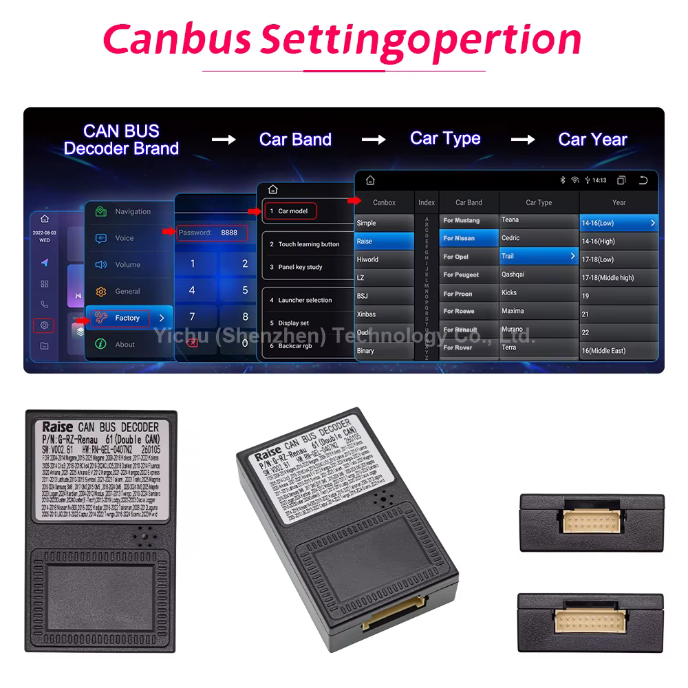 Décodeur Canbus Raise pour Renault Captur 2015-2020, Connecteur Radio Android, Faisceau 16 Broches pour Renault Trafic 3 2019-2020