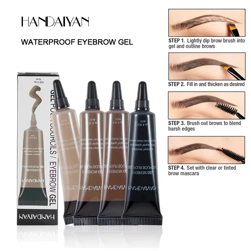 HANDAIYAN 6 couleurs teinture à sourcils teinte imperméable ensemble de pinceaux de maquillage marron rehausseur