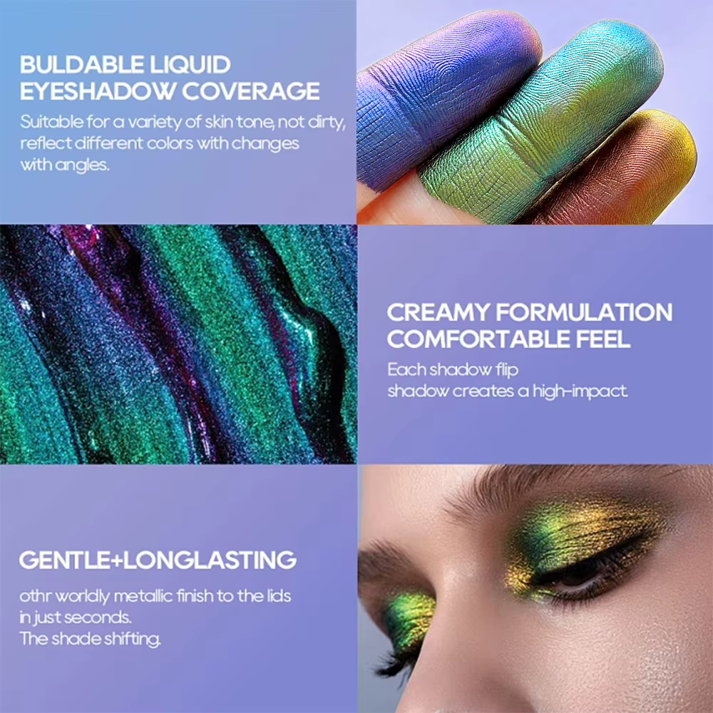 Fard à paupières liquide caméléon à Pigments chromés
