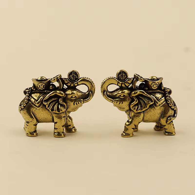 Figurines d'éléphant en laiton, figurines d'éléphant porte-bonheur, décoration de salon, mini figurines d'éléphant, accessoires miniatures
