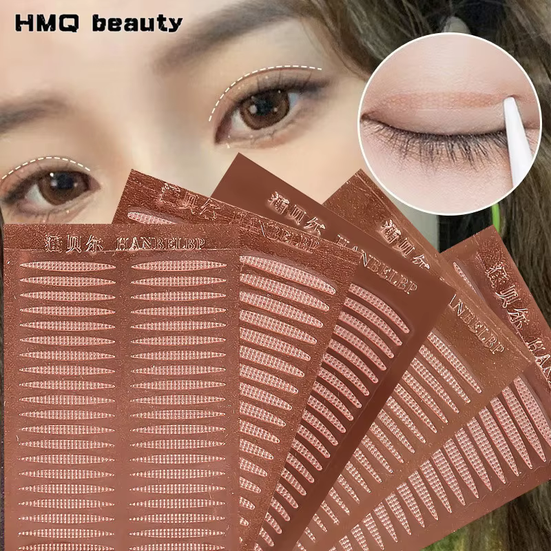 Autocollants invisibles à Double pli pour paupières, bande autocollante en dentelle naturelle, rayures Beige claires, outils de maquillage pour les yeux naturels pour fard à paupières