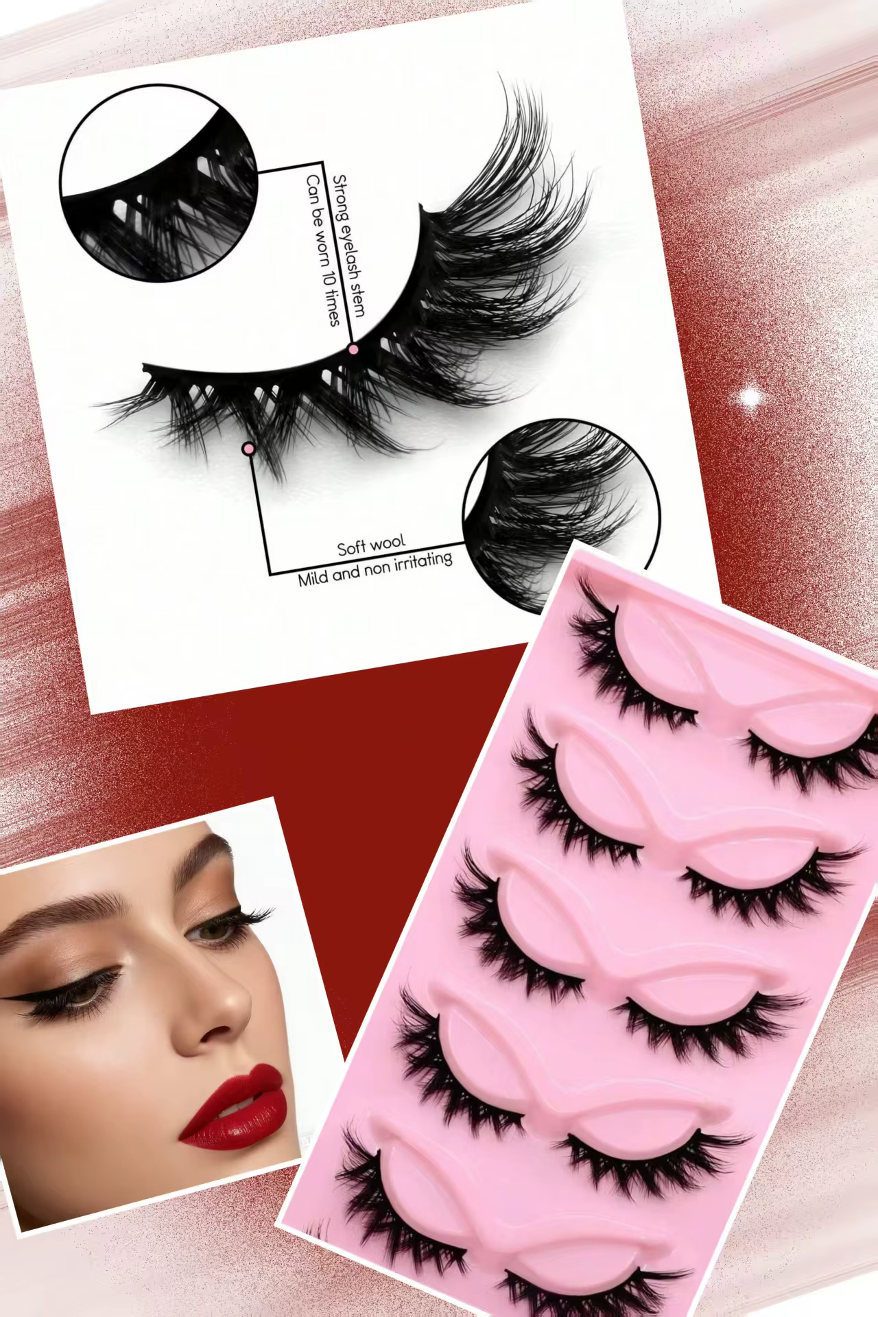 5 paires de faux cils luxueux et moelleux - épais