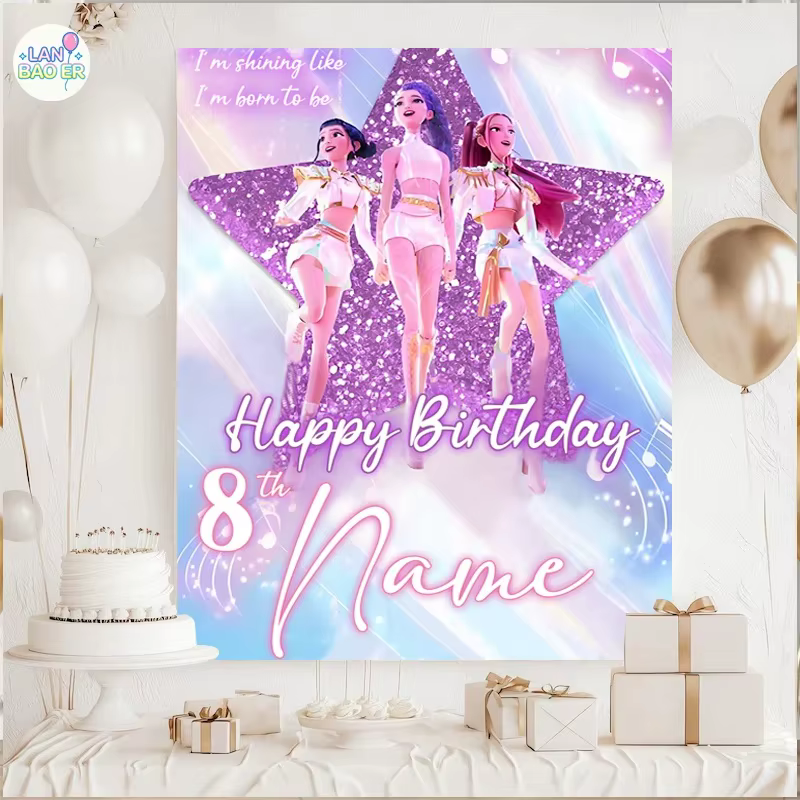 Toile de fond personnalisée pour fête d'anniversaire, fond en vinyle personnalisé avec ballons pour stand Photo, Table douce, décoration murale