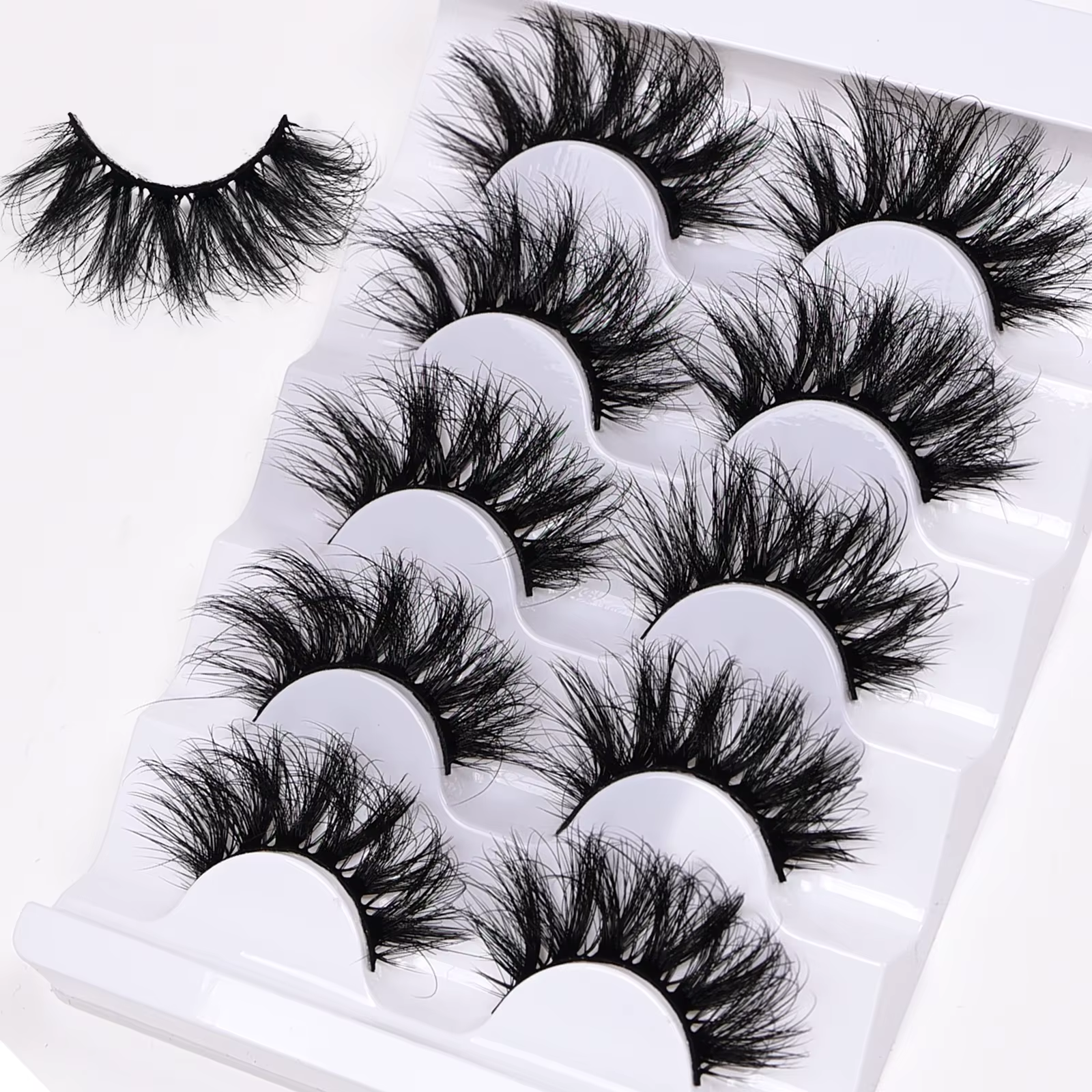 5 paires de faux cils en vison synthétique